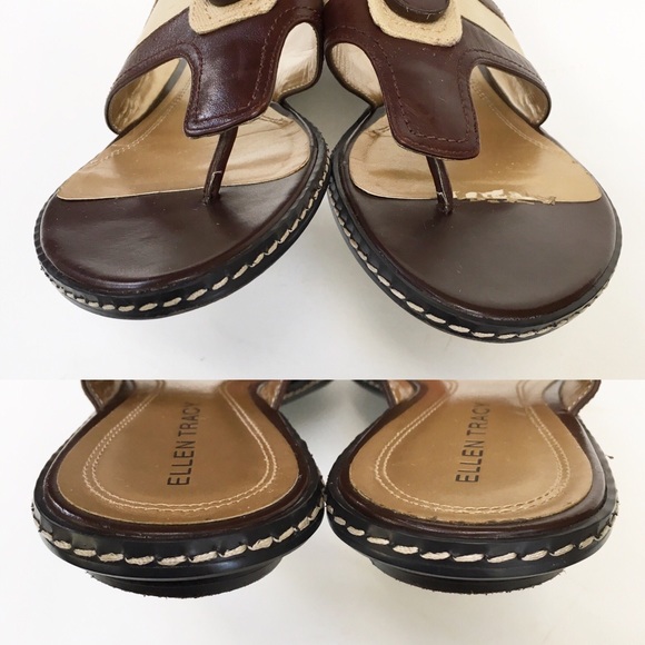 Ellen Tracy ‘Selena’ Leather Sandals w/Button 8.5M - Picture 8 of 11